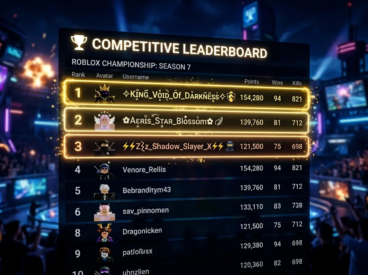 Roblox competitive clan names and tag formats in a game leaderboard 2026