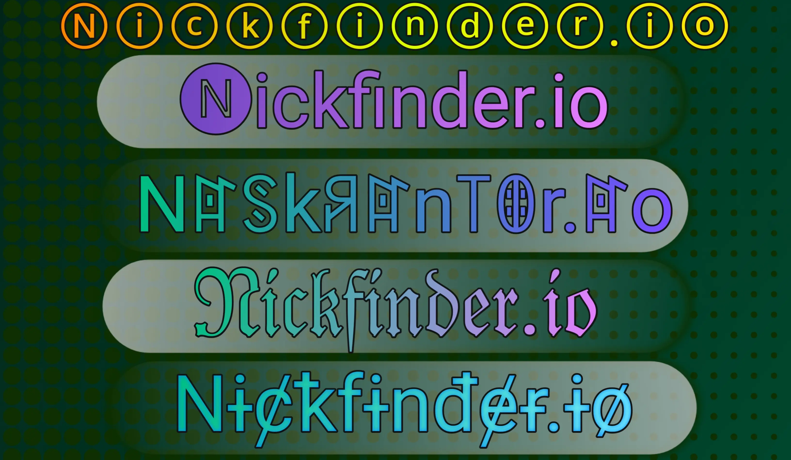 NameFonts Aa Styles interface showing 19 text style variants for a gaming name 2026