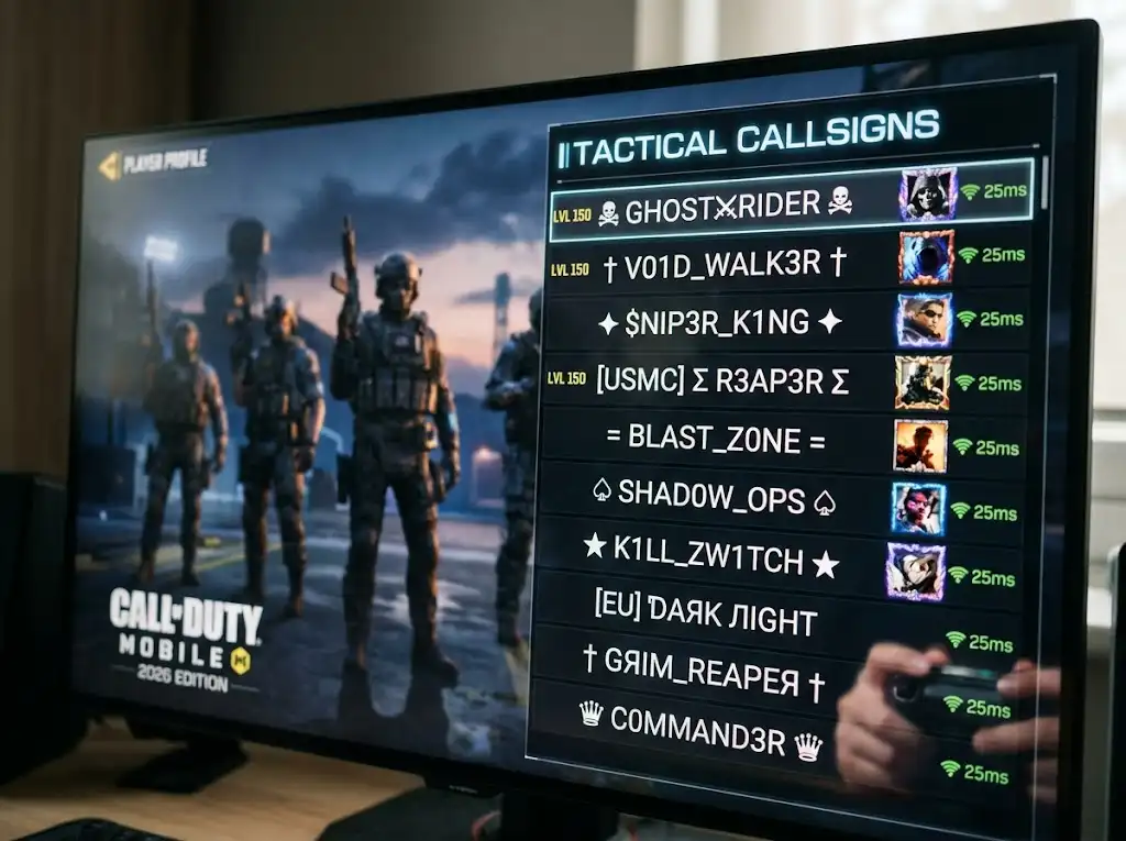 Call of Duty Mobile names 2026 — tactical callsigns with decorated Unicode styles | NameFonts